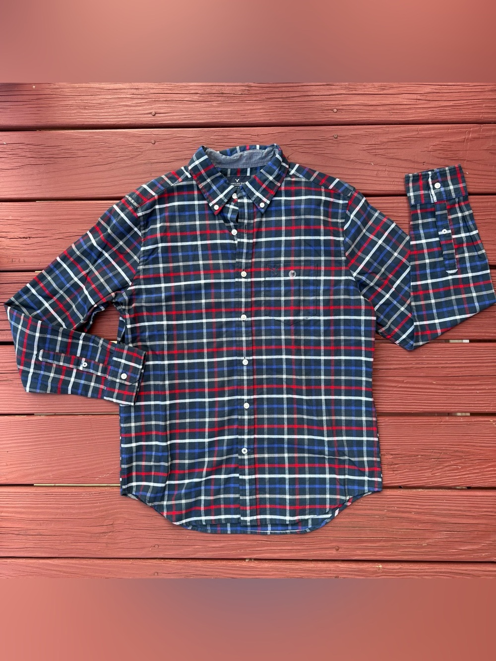 Classic Navy Plaid Button-Down Shirt